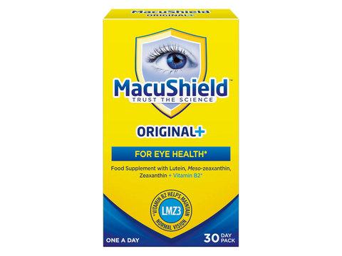 MacuShield Original+ eye health supplement 30 capsules front pack on white background