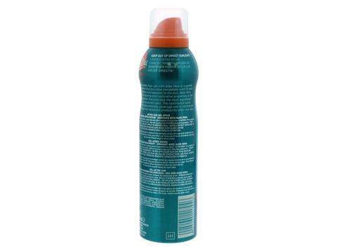 Malibu After Sun Lotion Spray 175ml back label showing product information how to use and barcode