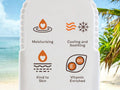 Malibu Moisturising After Sun Care Spray with Aloe Vera and Vitamins 100ml key benefits and application instructions graphic
