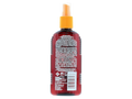 Malibu SPF20 Dry Oil Spray 200ml back label showing product information how to use and barcode
