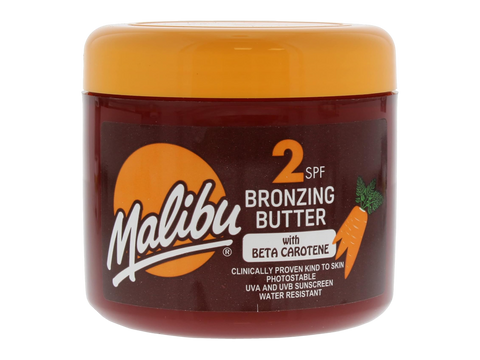 Malibu SPF 2 Bronzing Body Butter with Beta Carotene and Vitamin E 300ml front view tub packaging