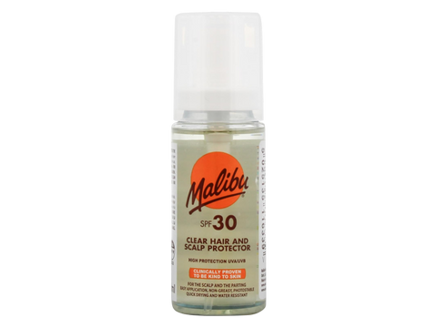 Malibu SPF30 Clear Hair and Scalp Protector 50ml front view bottle packaging