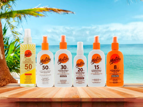 Malibu SPF30 Clear Protection Spray 250ml alongside other Malibu variants