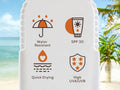 Malibu SPF30 Lotion Spray 200ml key benefits and application instructions graphic