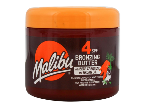 Malibu SPF4 Bronzing Butter with Carotene and Argan Oil 300ml front view tub packaging