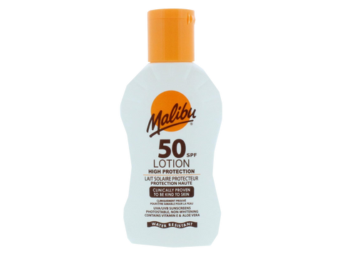 Malibu SPF50 Lotion Protection 100ml front view bottle packaging