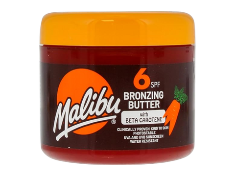 Malibu SPF 6 Bronzing Body Butter with Beta Carotene and Vitamin E 300ml front view tub packaging