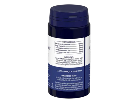 Label detail showing ingredients and supplement facts for Minami MorEPA Original.