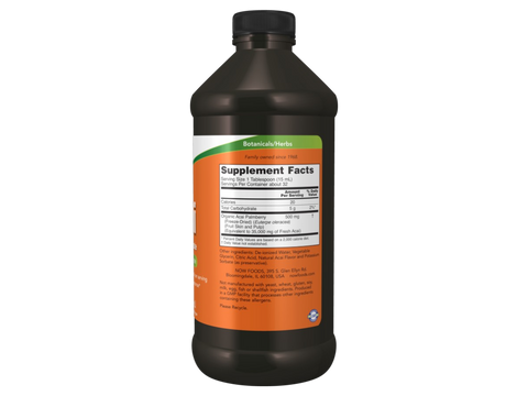 NOW Foods Acai Liquid Concentrate 35000 mg Fresh Fruit Equivalent 473 mL Supplement Facts label with antioxidant details