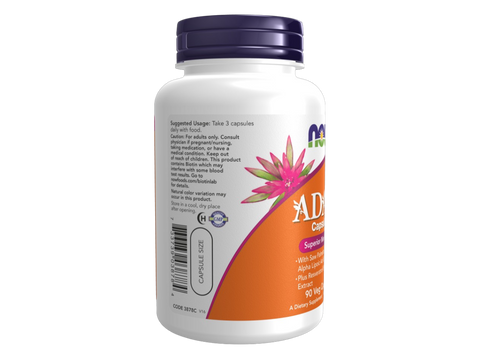 NOW Foods Adam Men's Multi Vitamin with Herbal Blend 90 Veg Capsules suggested usage directions and product barcode