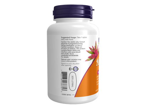 NOW Foods Adam Men's Multivitamin Tablets with Saw Palmetto and Lycopene 60 Tablets suggested usage directions and product barcode