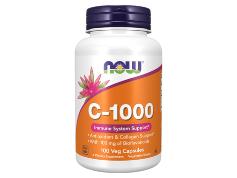 NOW Foods C-1000 Vitamin C Veg Capsules 1000 mg with Citrus Bioflavonoids 100 Veg Capsules front bottle view