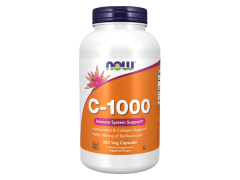 NOW Foods C-1000 Vitamin C Veg Capsules 1000 mg with Citrus Bioflavonoids 250 Veg Capsules front bottle view