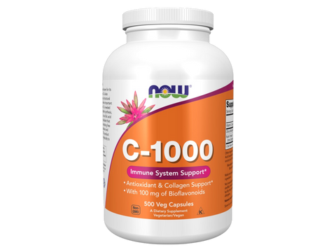 NOW Foods C-1000 Vitamin C Veg Capsules 1000 mg with Citrus Bioflavonoids 500 Veg Capsules front bottle view