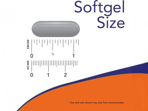 NOW Foods Cold Pressed Pumpkin Seed Oil Softgels 1000 mg Non-GMO softgel size comparison chart image