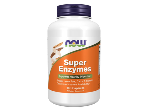 NOW Foods Digestive Enzymes Broad Spectrum Enzyme Supplement Capsules 180 Capsules front bottle view