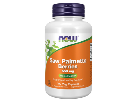 NOW Foods Saw Palmetto Supplement for Men's Health 550 mg per Veg Capsules 100 Veg Capsules front bottle view