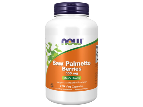 NOW Foods Saw Palmetto Supplement for Men's Health 550 mg per Veg Capsules 250 Veg Capsules front bottle view
