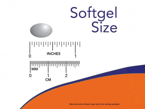 NOW Foods Garlic Oil Supplement Concentrate Softgels 1500 mg softgel size comparison chart image