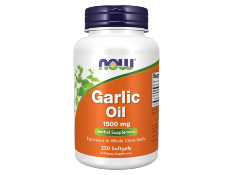 NOW Foods Garlic Oil Supplement Concentrate Softgels 1500 mg 250 Softgels front bottle view