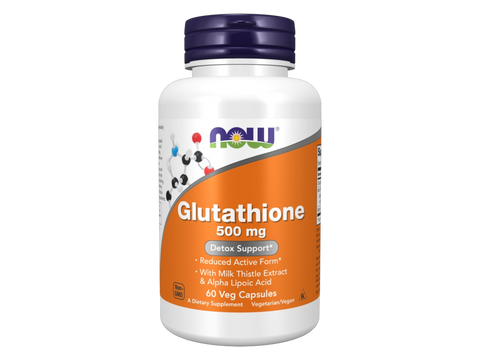 NOW Foods Glutathione 500 mg Veg Capsules with Milk Thistle and Alpha Lipoic Acid 60 Veg Capsules front bottle view