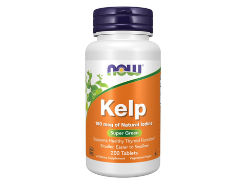 NOW Foods Kelp Tablets 150 mcg Iodine from Organic Seaweed 200 Tablets front bottle view