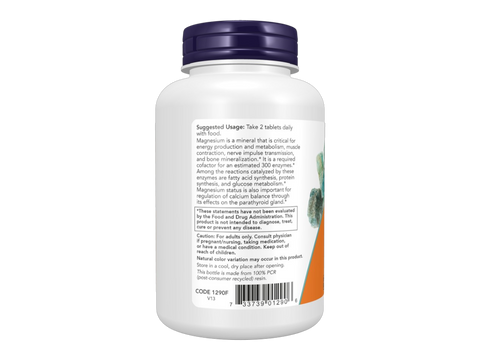 NOW Foods Magnesium Citrate 200 mg Tablets Essential Mineral 100 Tablets suggested usage directions and product barcode