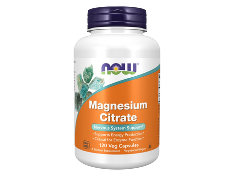 NOW Foods Magnesium Supplement 400 mg Elemental Magnesium Citrate Veg Capsules 120 Veg Capsules front bottle view