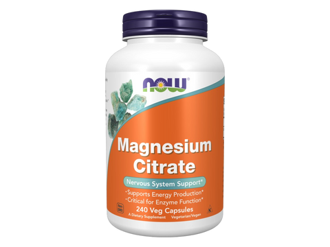 NOW Foods Magnesium Supplement 400 mg Elemental Magnesium Citrate Veg Capsules 240 Veg Capsules front bottle view