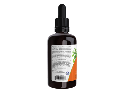 NOW Foods Propolis Plus Herbal Extract with Echinacea and Licorice 59 mL suggested usage directions and product barcode
