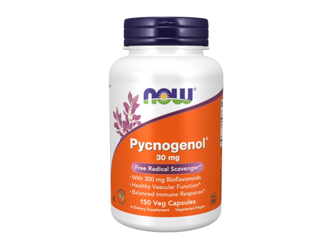 NOW Foods Pycnogenol 30 mg Veg Capsules with Bioflavonoids 150 Veg Capsules front bottle view