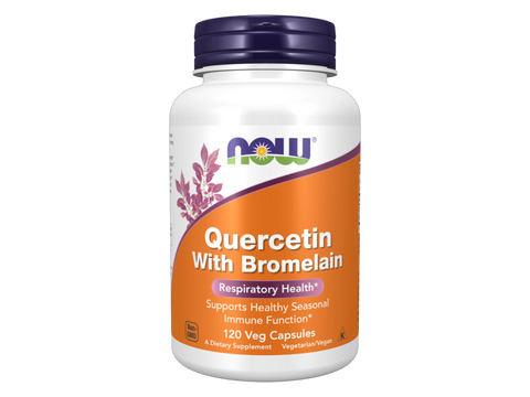 NOW Foods Quercetin 800 mg with Bromelain Vegan Capsules 120 Veg Capsules front bottle view