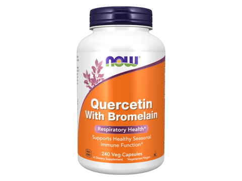 NOW Foods Quercetin 800 mg with Bromelain Vegan Capsules 240 Veg Capsules front bottle view