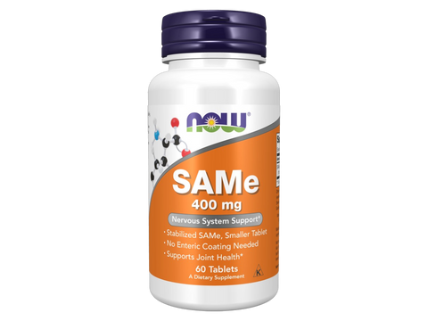 NOW Foods SAMe 400 mg Tablets S-Adenosylmethionine for Joint Support 60 Tablets front bottle view