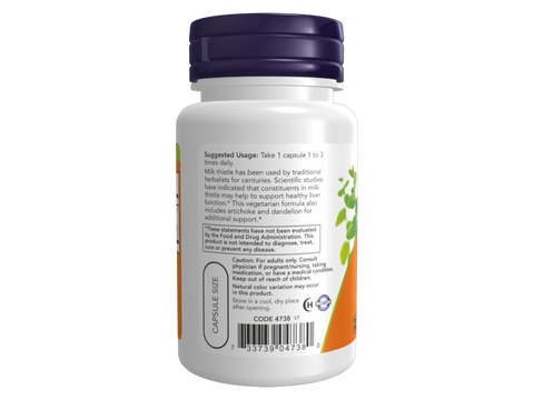 NOW Foods Silymarin 240 mg from Milk Thistle Herbal Complex Veg Capsules 100 Veg Capsules suggested usage directions and product barcode