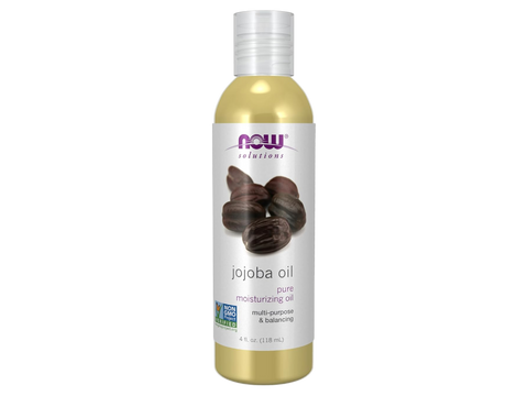 NOW Solutions 100% Pure Jojoba Oil bottle, 118ml, on white background.