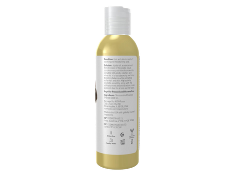Supplement facts label and usage instructions for NOW Pure Jojoba Oil.