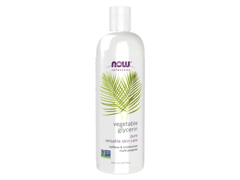 NOW Solutions 100% Pure Vegetable Glycerin bottle, 473ml, on white background.