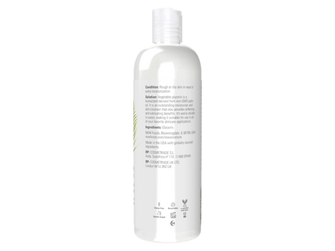 Supplement facts label and usage instructions for NOW Vegetable Glycerin.