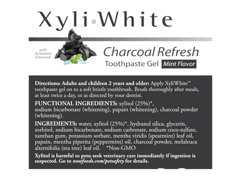 Ingredients and directions for NOW Xyliwhite Toothpaste.