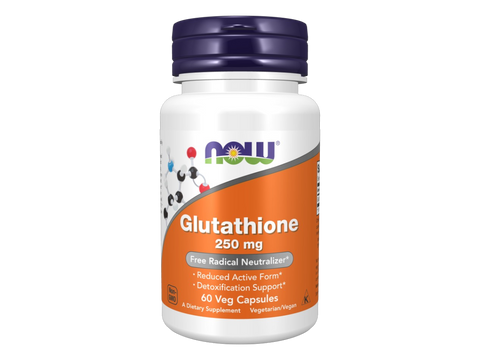 NOW Supplements Glutathione 250 mg Vegan Capsules 60 Veg Capsules front bottle view