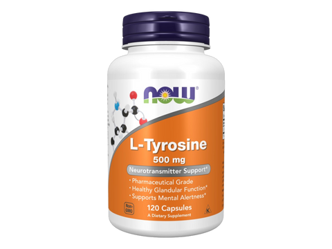NOW Supplements L-Tyrosine 500 mg Capsules 120 Capsules front bottle view