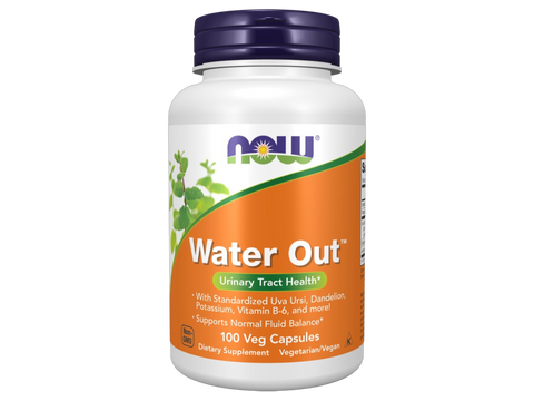 NOW Supplements Water Out Uva Ursi Dandelion Juniper Capsules 100 Capsules front bottle view