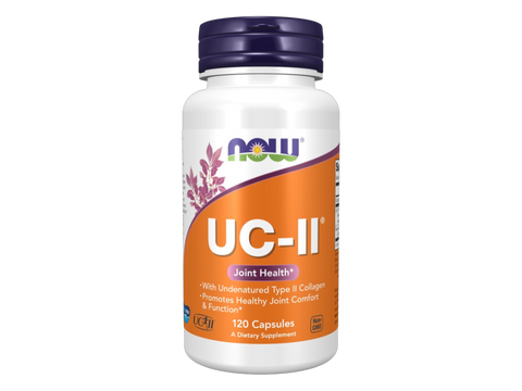NOW Foods UC-II Joint Support Supplement with Undenatured Type II Collagen 120 Veg Capsules front bottle view