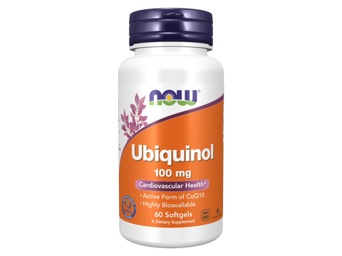 NOW Foods Ubiquinol 100 mg Active Form of CoQ10 with MCT Oil Softgels 60 Softgels front bottle view