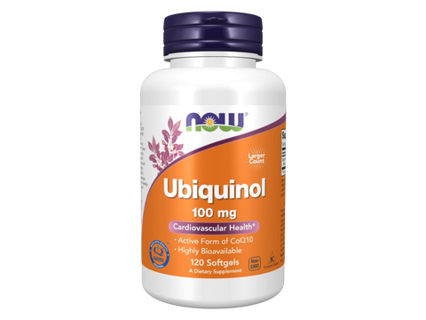 NOW Foods Ubiquinol 100 mg Active Form of CoQ10 with MCT Oil Softgels 120 Softgels front bottle view