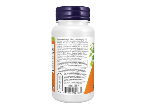 NOW Foods Urinary Tract Herbal Blend Uva Ursi Parsley and Fennel 90 Veg Capsules suggested usage directions and product barcode