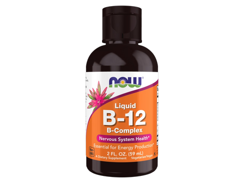 NOW Foods Vitamin B-12 Complex Liquid 1000 mcg with B Vitamins 59 mL bottle front view
