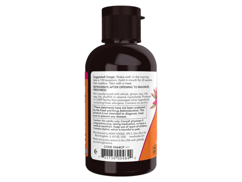 NOW Foods Vitamin B-12 Complex Liquid 1000 mcg with B Vitamins 59 mL suggested usage directions and product barcode
