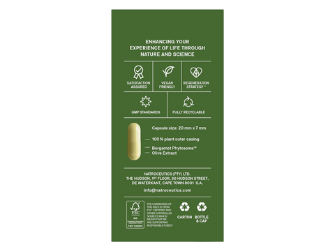 Natroceutics Bergamot-HT Complex 60 Capsules side view of box with product details